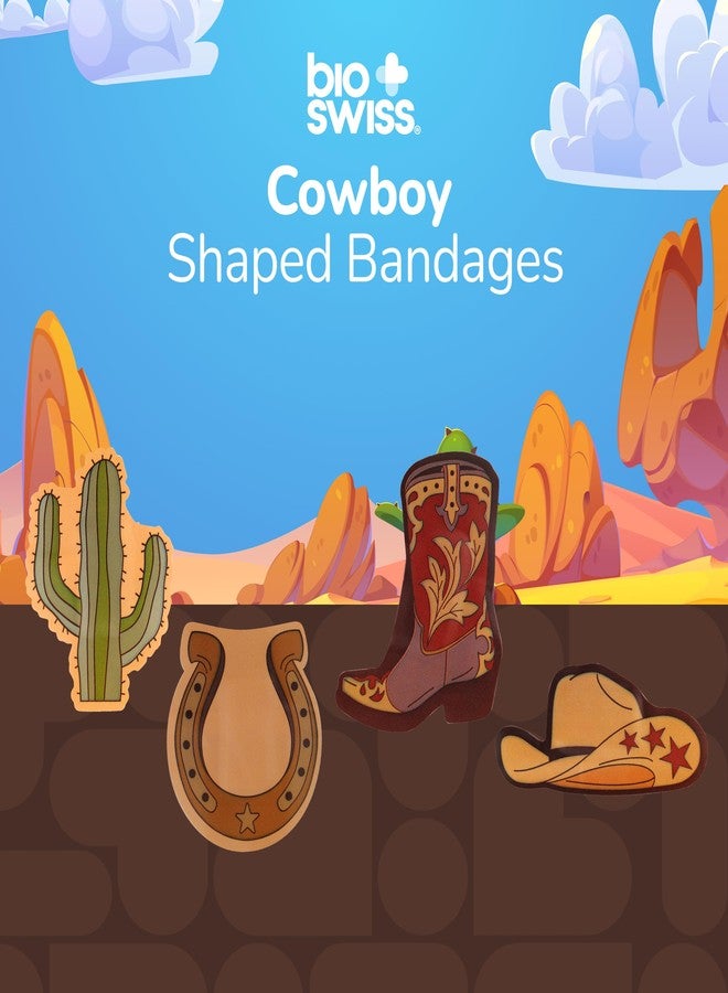 BioSwiss Bandages, Cowboy Shaped Self Adhesive Bandage Set, Latex Free, Sterile Wound Care, 50 Count - Image 3